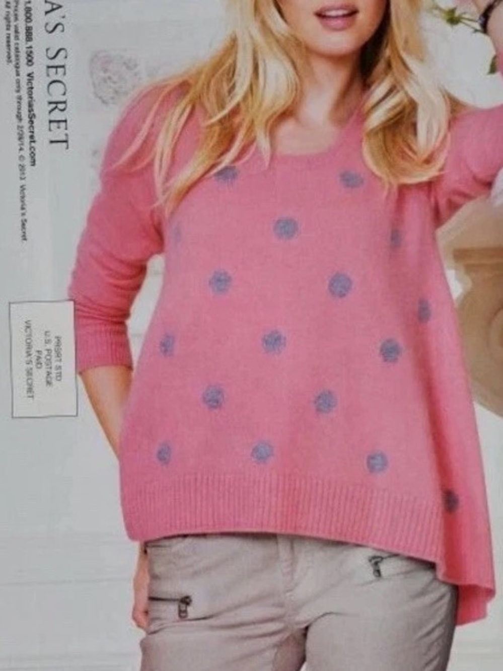 Victoria’s Secret Pink Angora Sweater XS Polka Dot Swing Trapeze Oversized Knit